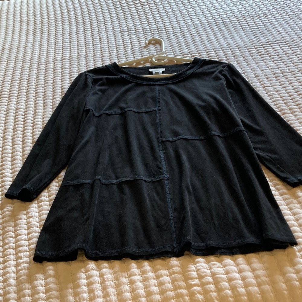 Multiples tunic, 3/4 sleeve, velvet feel, like new szM